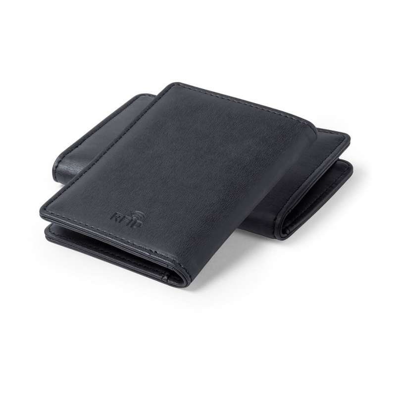 Black PU Leather RFID Card Holder with 8 Slots - Leather goods accessory at wholesale prices