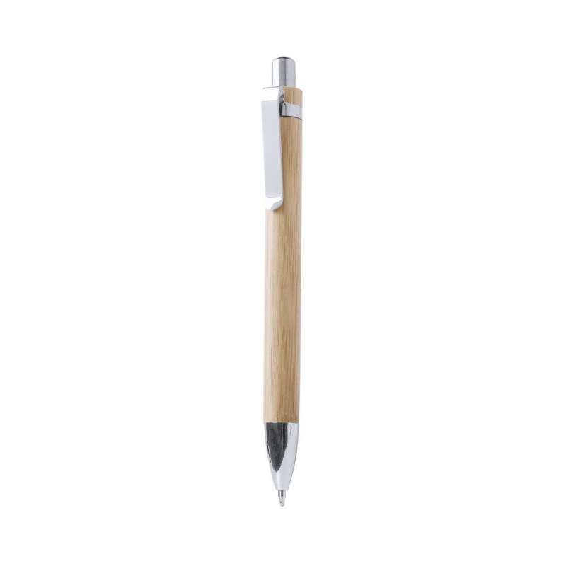 Natural Bamboo Ballpoint Pen with Silver Accents at wholesale prices - Ballpoint pen at wholesale prices