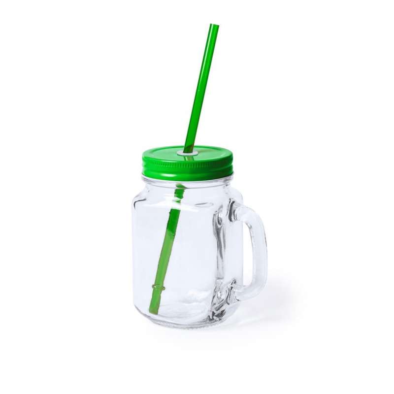 Pot en verre 500 ml à prix grossiste - Verre avec paille à prix de gros