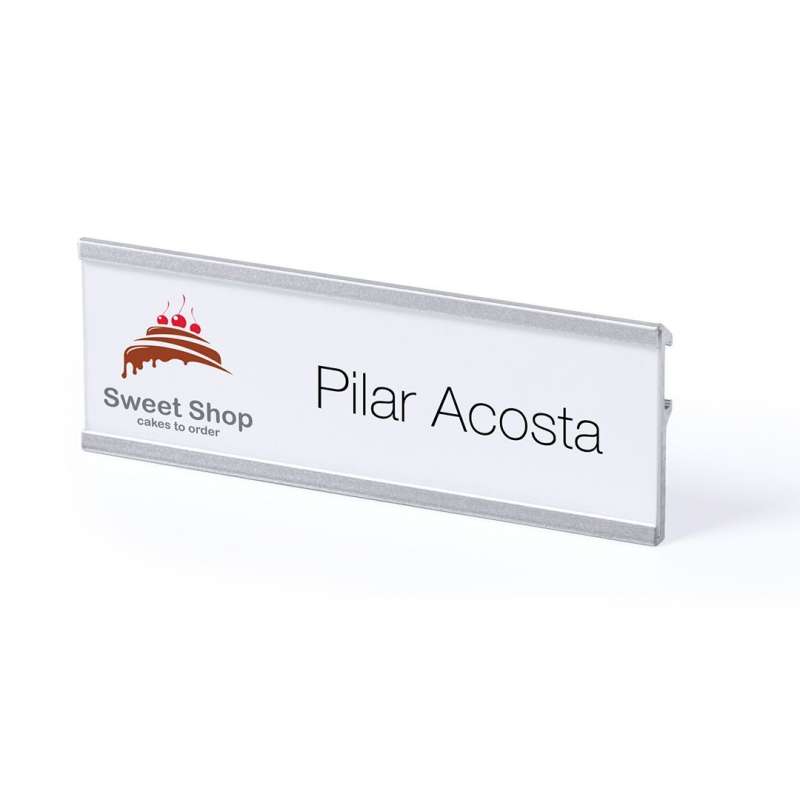 Badge med Aluminiumkant och Klämma - Märke till grossistpris