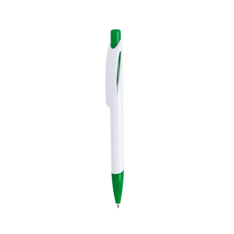 Caneta Bicolor com Clip Curvo Branco - Caneta a preço grossista