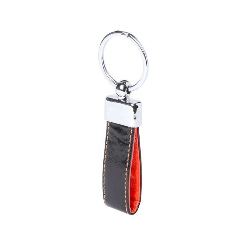 Two-Tone Faux Leather Keychain with Case - Keychains at wholesale prices