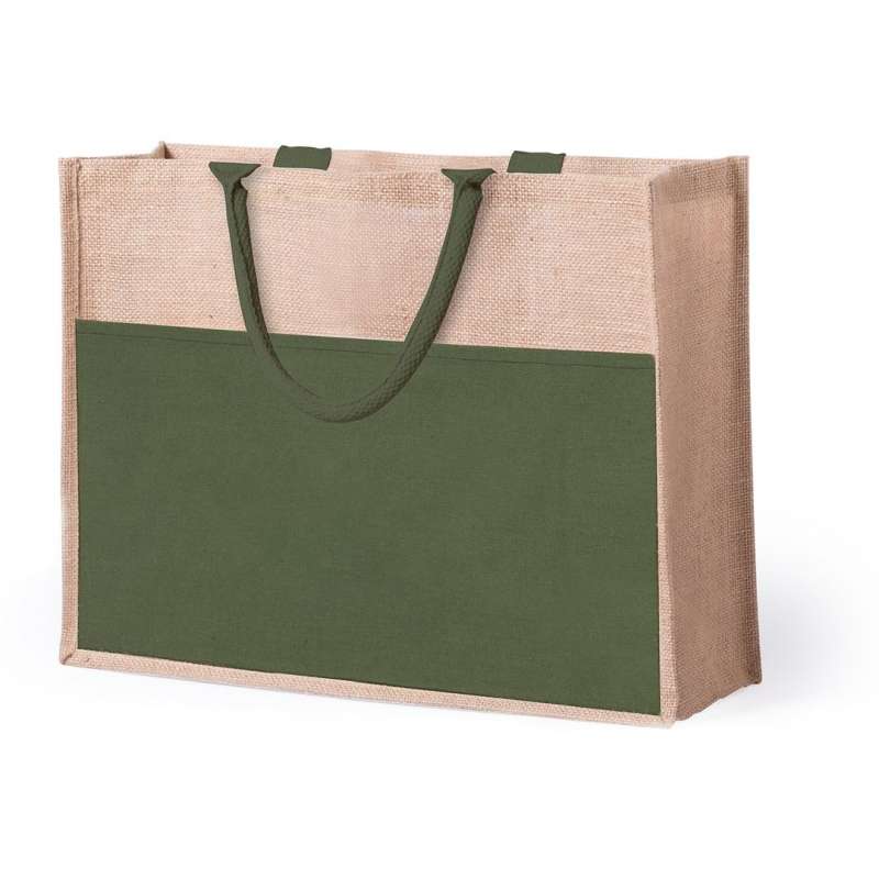 34x44.5 cm Jute Shopping Bag with Pocket at wholesale prices - Beach bag at wholesale prices