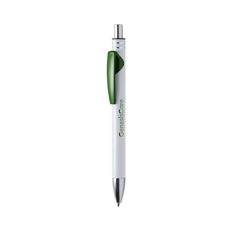 White Aluminum Push Button Pen with Clip - Ballpoint pen at wholesale prices