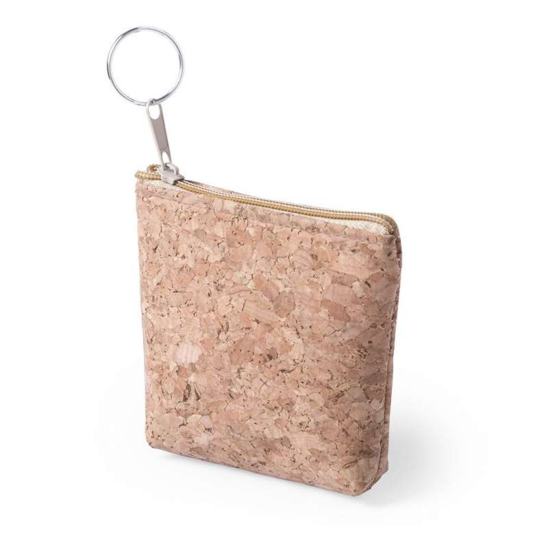 Natural Cork Square Zippered Wallet with Keyring - Wallet at wholesale prices