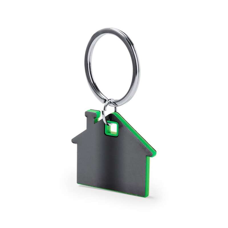 Stainless Steel House-Shaped Keychain with Colorful Interior - Metal keychains at wholesale prices