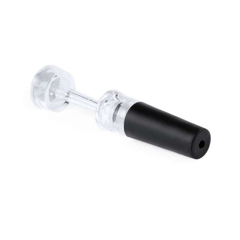 Black Wine Bottle Stopper with Clear Pump at wholesale prices - Sommelier at wholesale prices