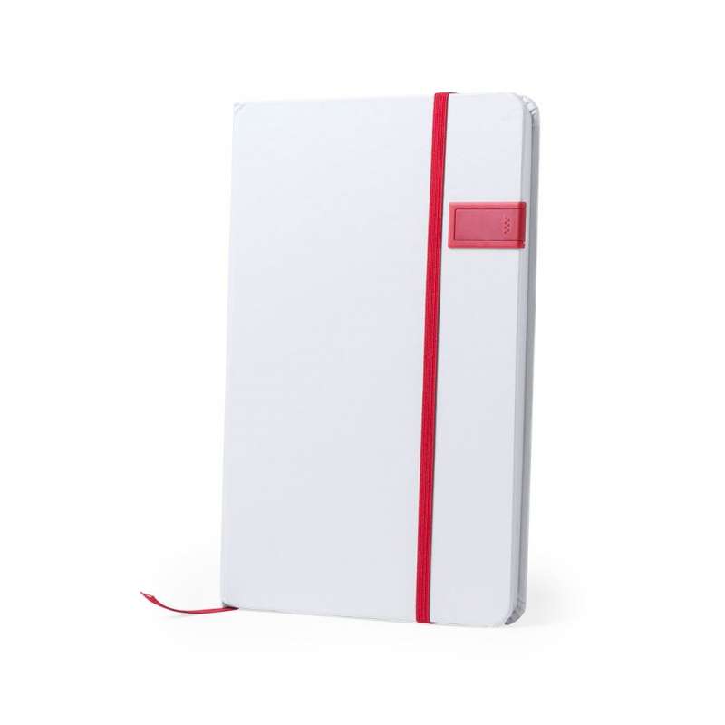 16GB USB Notebook with Elastic Band - White - Notepad at wholesale prices