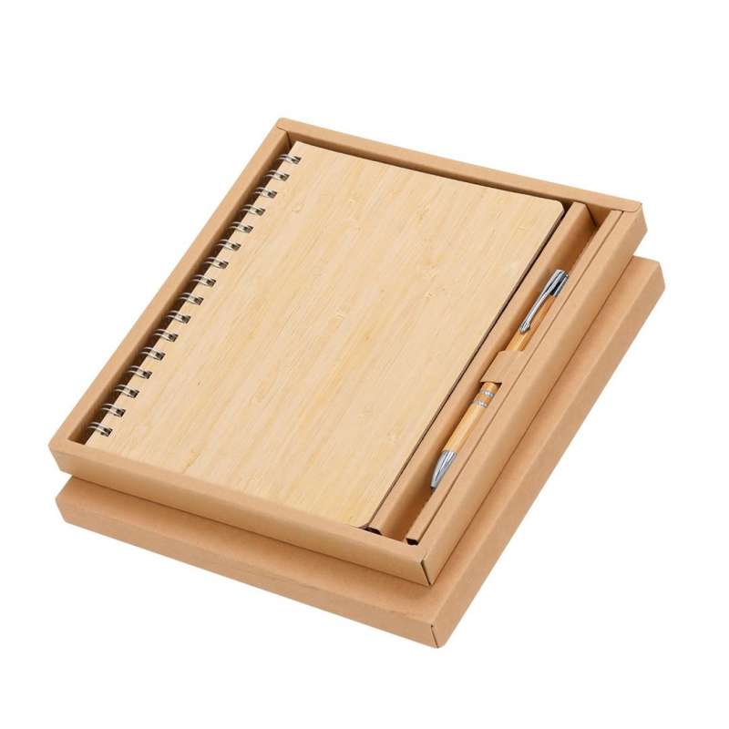 A5 Eco-Friendly Bamboo Notebook with Pen - Gift box at wholesale prices