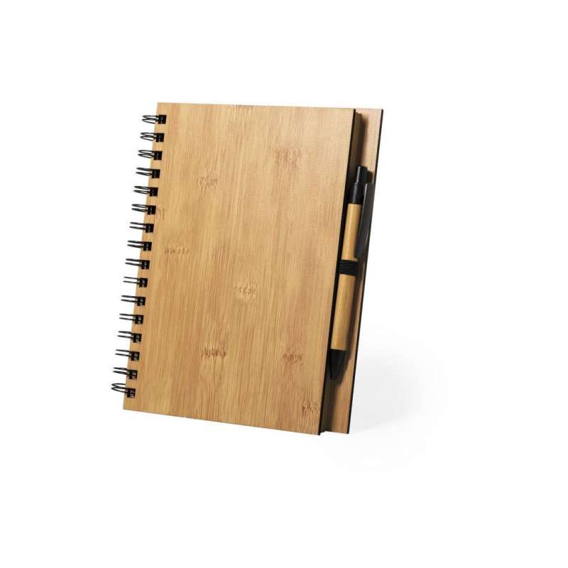 A5 Bamboo Notebook with Pen Holder - Stationery item at wholesale prices
