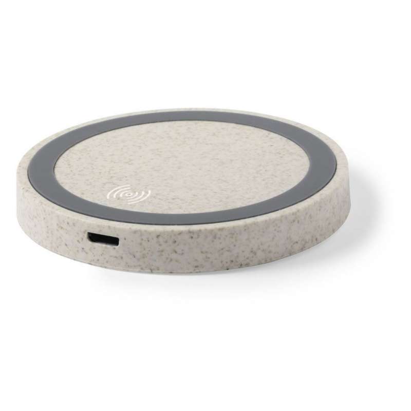 Eco-Friendly Wheat Straw Wireless Charger, 5W at wholesale prices - Stationery item at wholesale prices