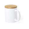 Taza cerámica mate 370 ml con tapa bambú - Taza a precios de mayorista