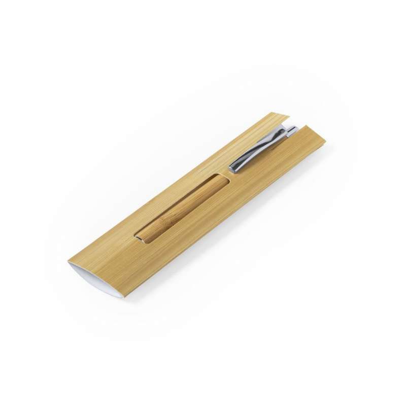 Eco-Friendly Bamboo Vein Cardboard Pen Case at wholesale prices - Stationery item at wholesale prices