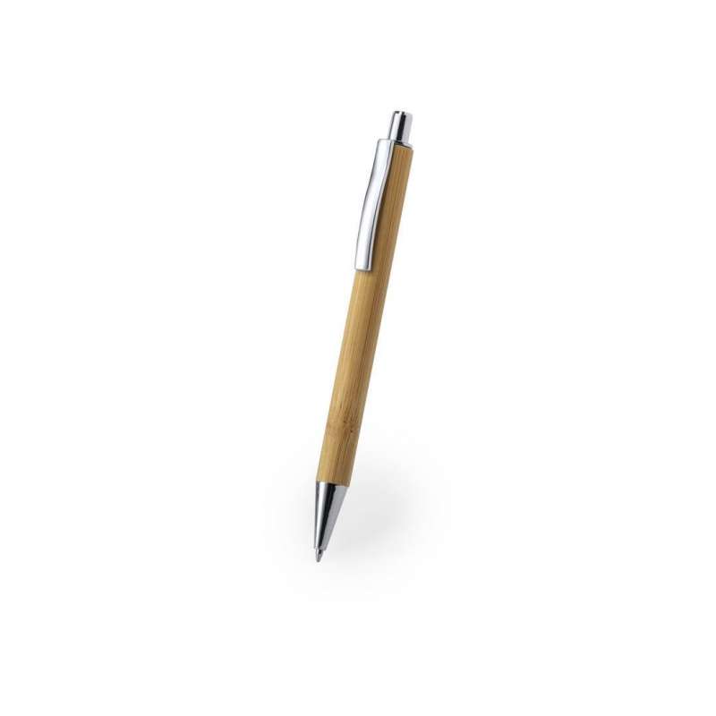 Eco-Friendly Bamboo Ballpoint Pen with Chrome Button at wholesale prices - Ballpoint pen at wholesale prices