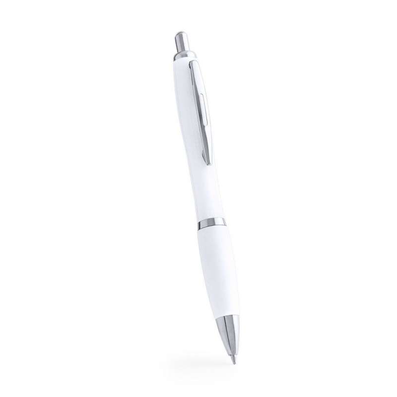 Antibacterial White Ballpoint Pen with Silver Trim - Ballpoint pen at wholesale prices