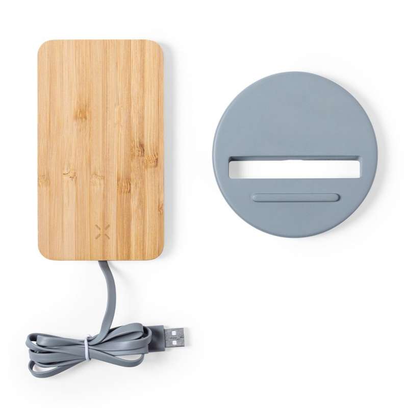 Wireless Charger Stand in Natural Bamboo & Cement at wholesale prices - Phone Accessories at wholesale prices