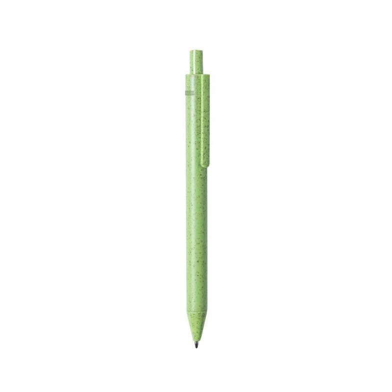 Natural Wheat Straw Push Button Pen - Pastel - Stationery item at wholesale prices