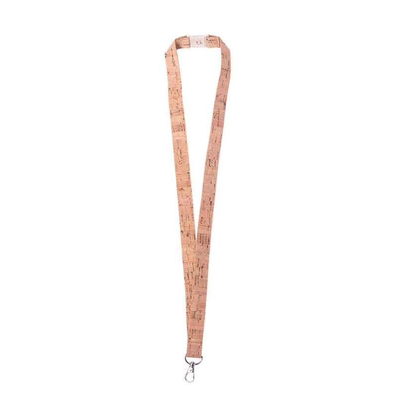 Naturlig kork lanyard med metal karabinhage - Nakkebånd til engrospris