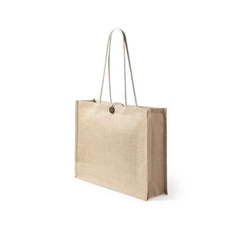 Natural Laminated Jute Tote Bag 70cm Handles - Natural bag at wholesale prices