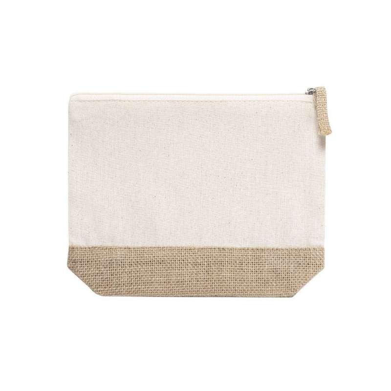Natural Jute and Cotton Zipper Pouch - Toiletry bag at wholesale prices