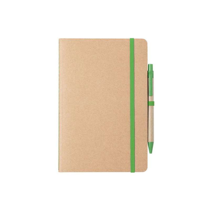 Recycled Cardboard Notebook 21x15 cm with Pen at wholesale prices - Stationery item at wholesale prices