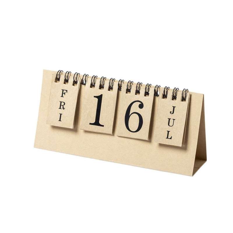 Recycled Cardboard Perpetual Calendar - Nature Design - Recyclable accessory at wholesale prices