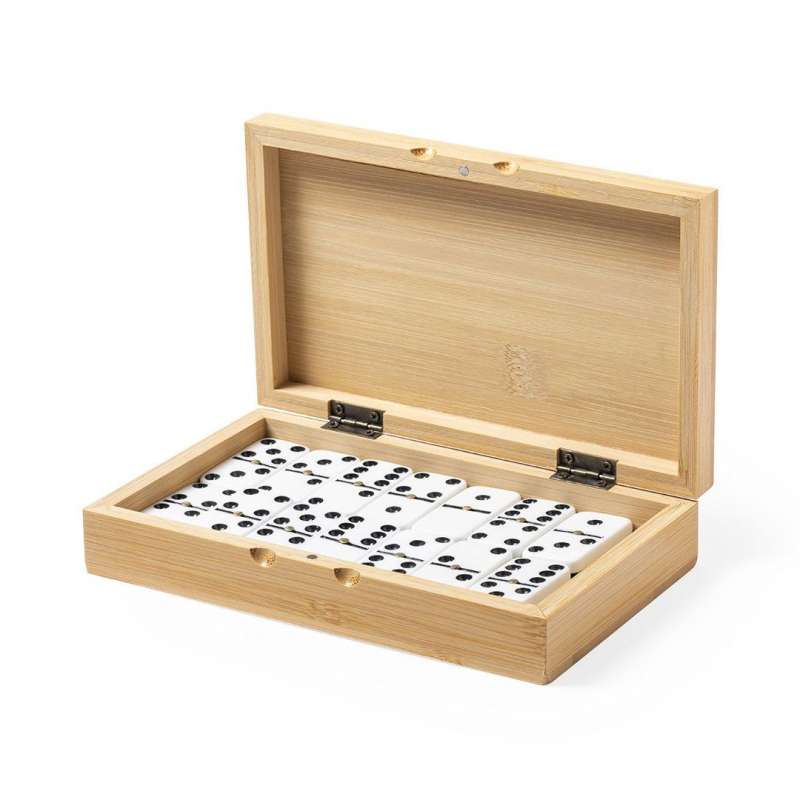 28-Piece Classic Domino Set in Bamboo Case - Wooden game at wholesale prices