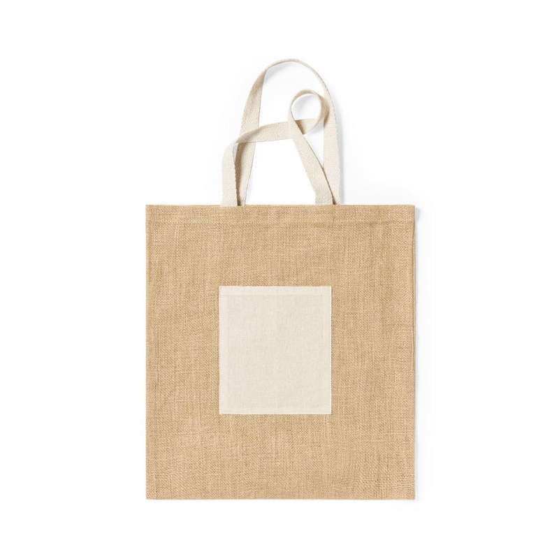 Sac Tote em Jute 240g com Poche - Saco natural a preço grossista