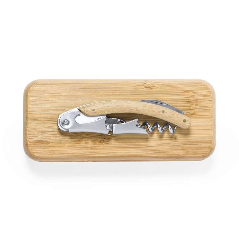Eco-Friendly Bamboo and Metal Corkscrew Set at wholesale prices - Bottle opener at wholesale prices
