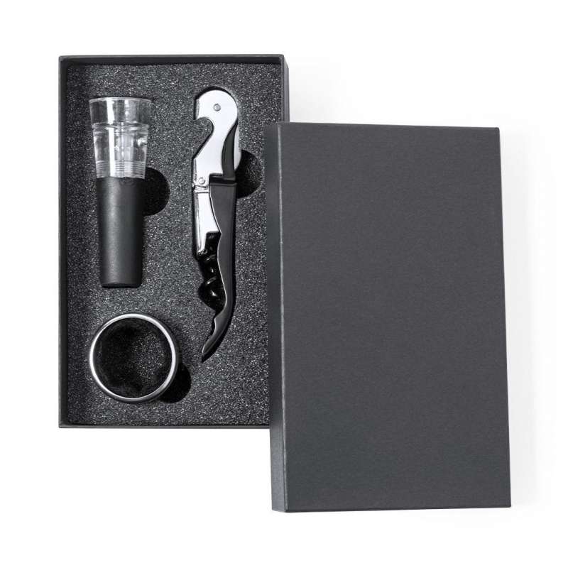 Black Wine Set in Foam Case at wholesale prices - Wine set at wholesale prices