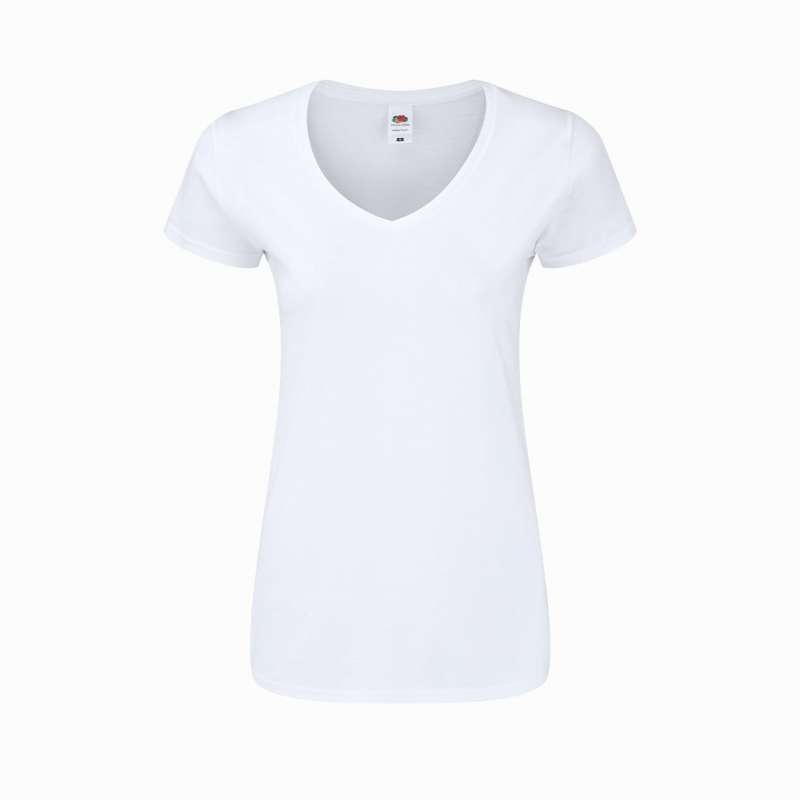 Women's White V-Neck Fitted Cotton T-Shirt - T-shirt at wholesale prices