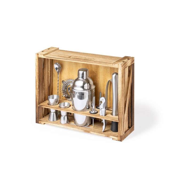 Set de Cóctel Elegante en Caja de Madera a precios de mayorista - Coctelera a precios de mayorista