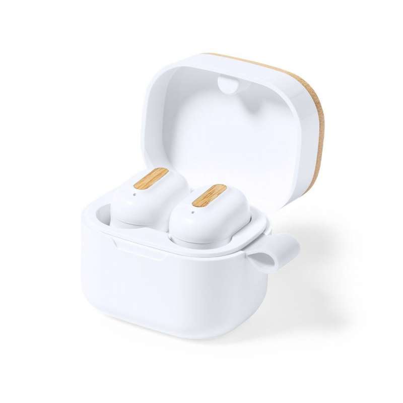 Wireless Earbuds with Bamboo Charging Case at wholesale prices - Bluetooth at wholesale prices