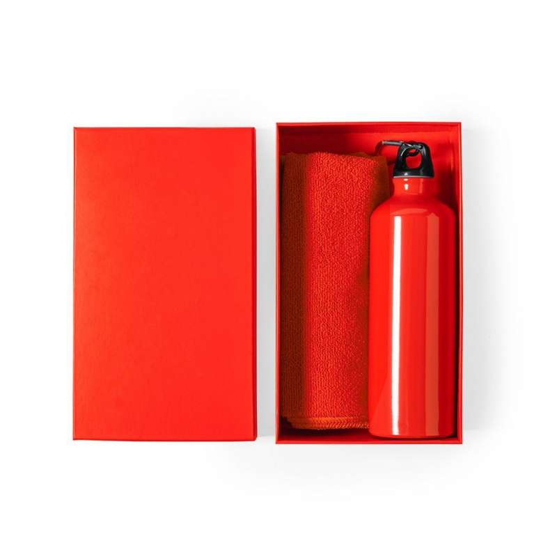 Set - Aluminiumflasche 800 ml und Mikrofasertuch 40x90 cm zu Großhandelspreisen - Sportflasche zu Großhandelspreisen