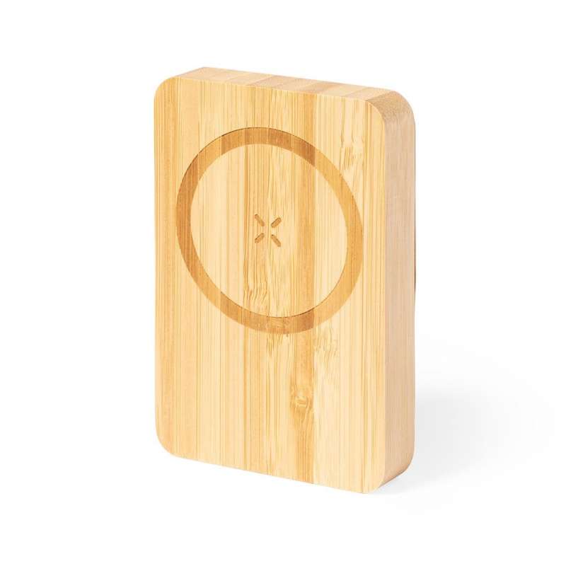 Bärbar 5000 mAh Powerbank i bambu - Laddare till grossistpris