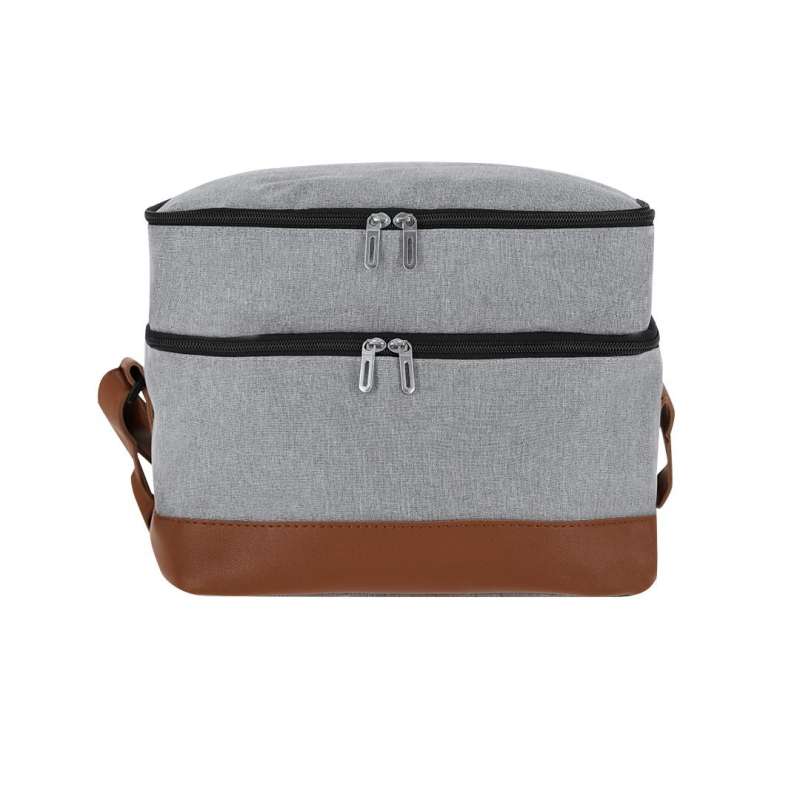 Gray 600D RPET Cooler with Brown Accents - Insulated bag at wholesale prices