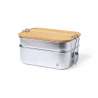Inox madkasse 940 ml med bambuslåg - Frokostboks til engrospris