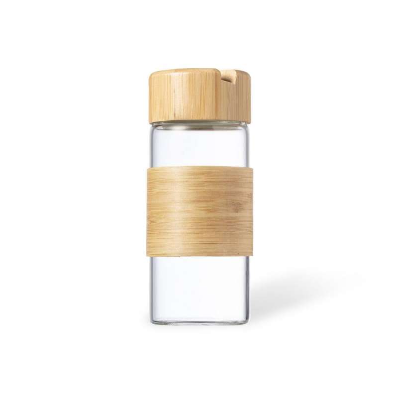 450 ml Glazen Bidon met Bamboe Band - Glazen fles tegen groothandelsprijzen