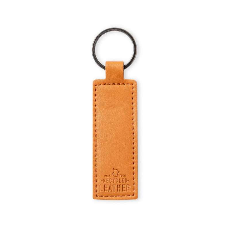 Rectangular Brown Recycled Leather Keychain at wholesale prices - Leather and faux leather keychains at wholesale prices