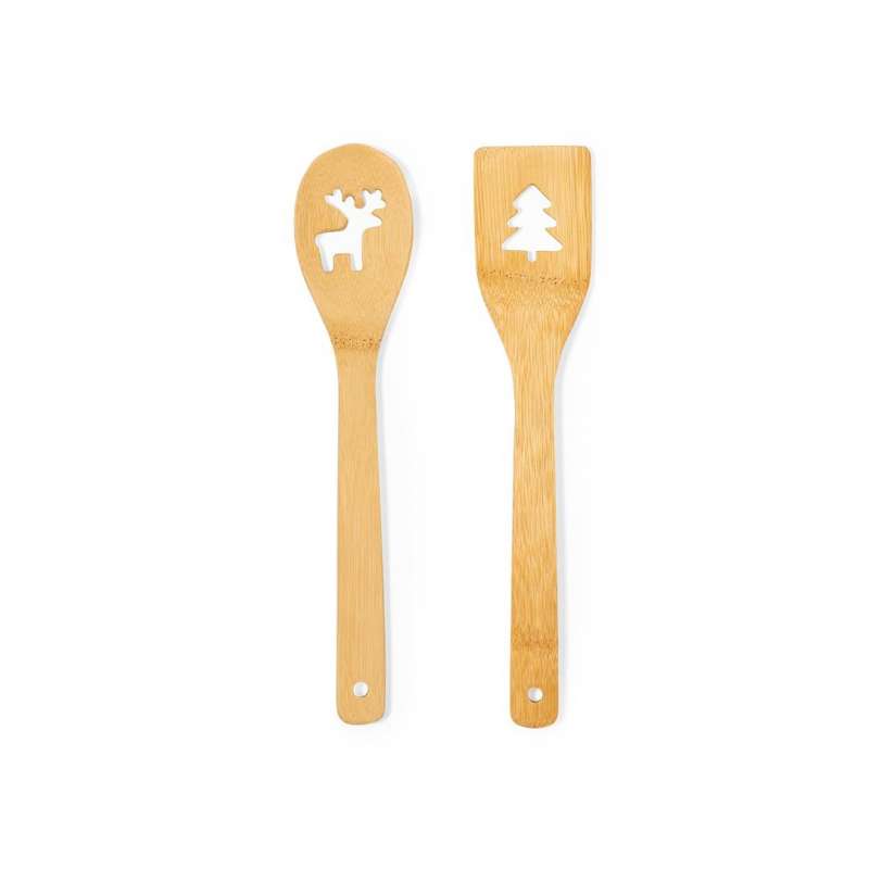 Kerst Keuken Set - Houten Lepel en Spatel - Kerstaccessoire tegen groothandelsprijzen