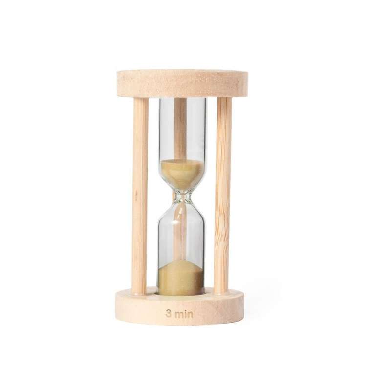 Reloj de arena 3 minutos cristal madera - Reloj de arena a precios de mayorista