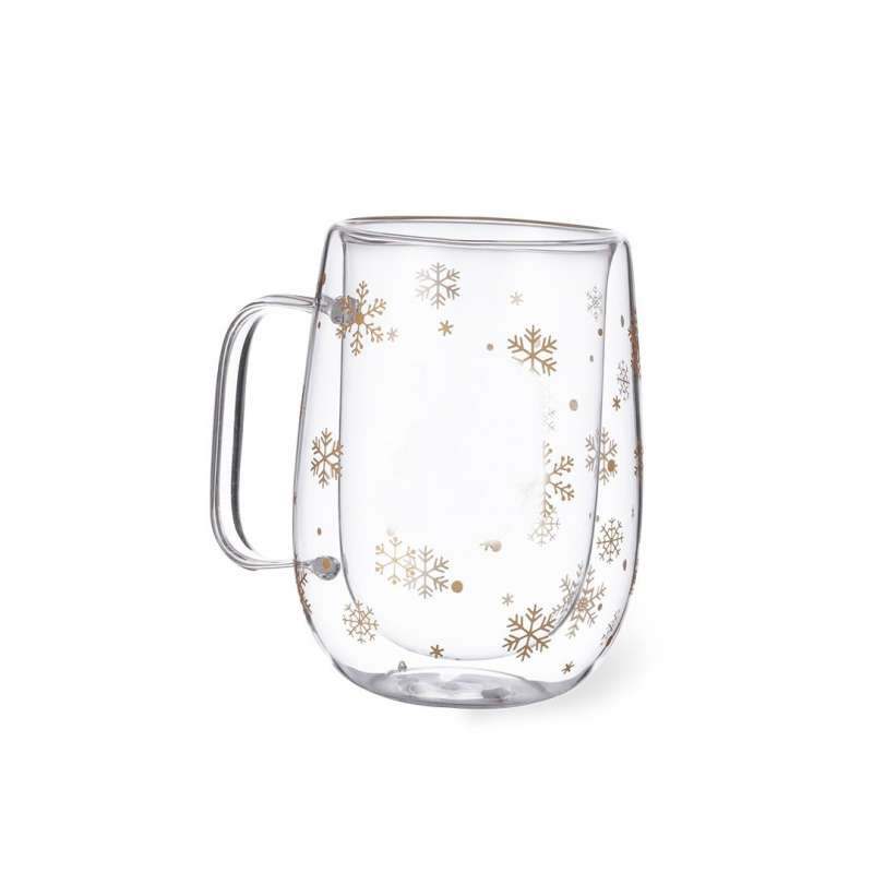 Taza isoterma 400 ml diseño copo de nieve a precios de mayorista - taza de vidrio a precios de mayorista