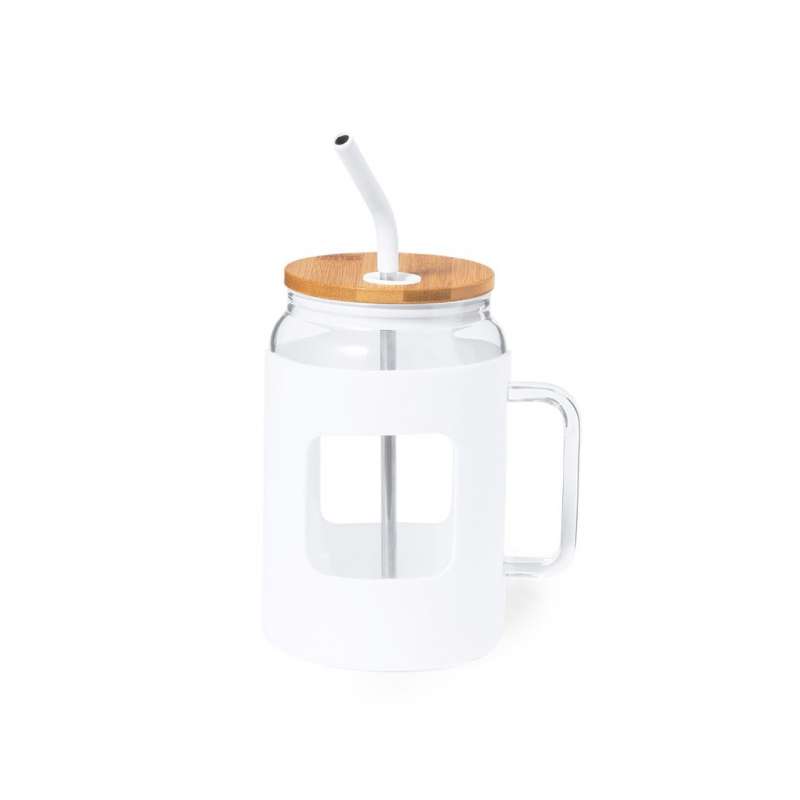 Large-capacity pot (1.625 l) - Glass with straw at wholesale prices