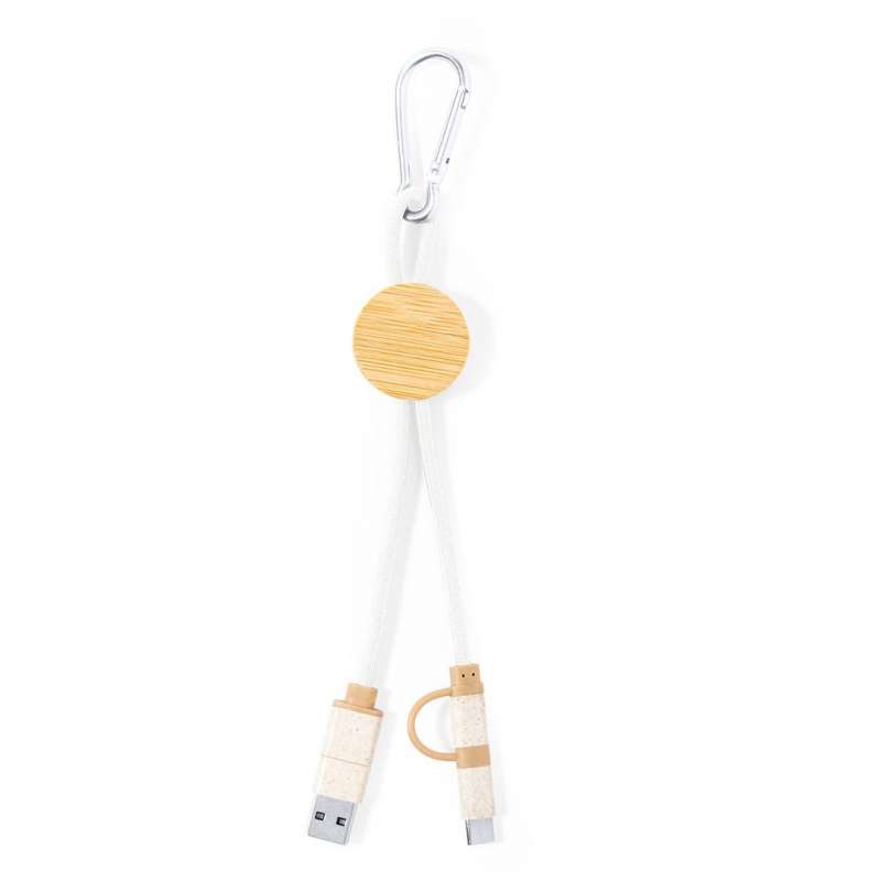 Bambus Cargerkabel med Transportkarabinhage - Ladekabel til engrospris