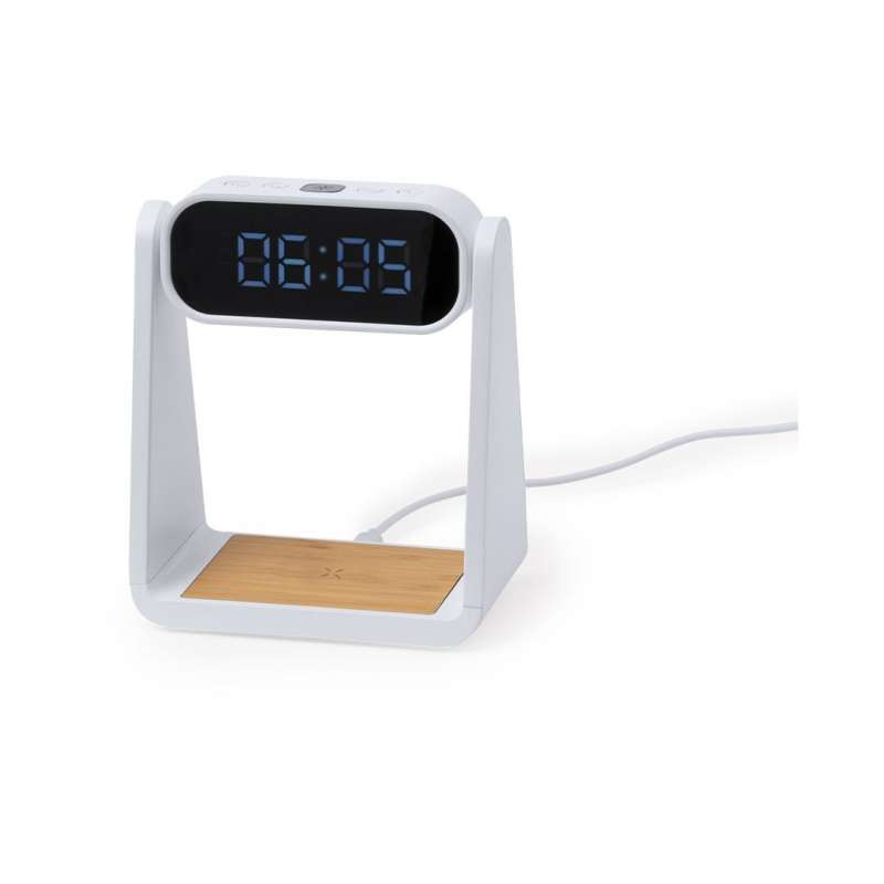 Multifunctional White Clock with Wireless Charger - Clock at wholesale prices