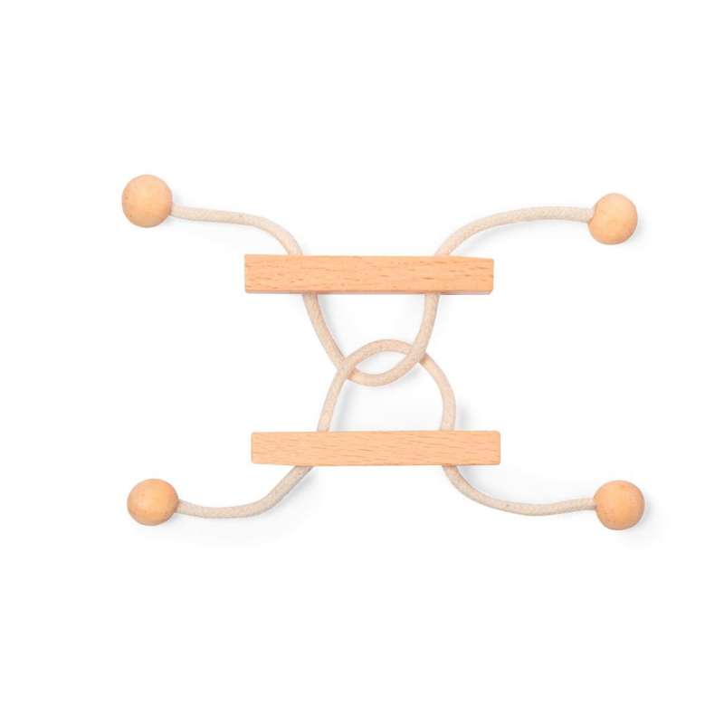 Houten Puzzelspel 2-delig met Touw - Houten spel tegen groothandelsprijzen