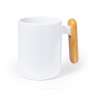 Elegant 480ml White Ceramic Mug with Bamboo Handle - Mug at wholesale prices
