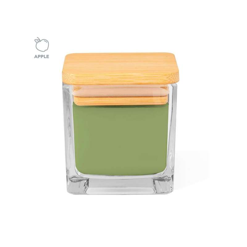 Square Glass Jar Aromatic Candle with Bamboo Lid at wholesale prices - Home fragrance at wholesale prices