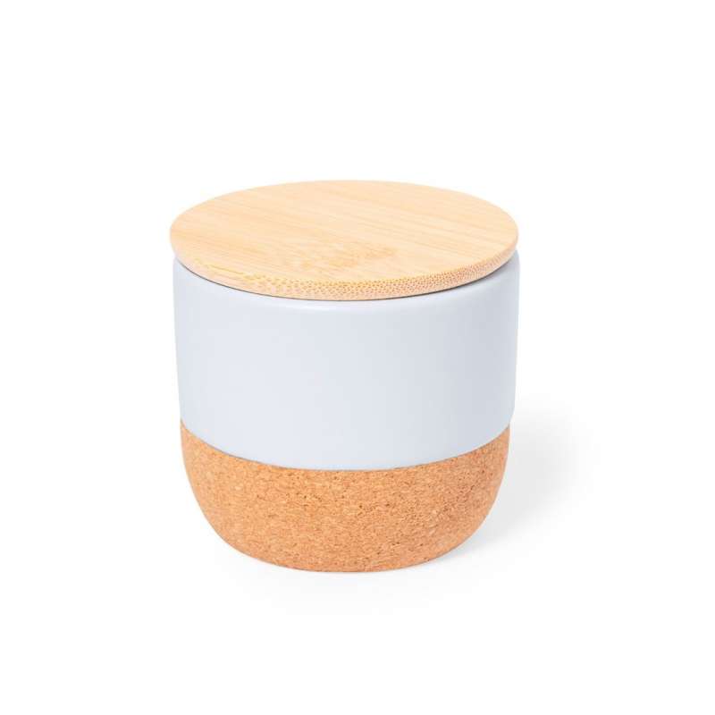 White Ceramic Linen Scented Candle with Cork Base - Home fragrance at wholesale prices