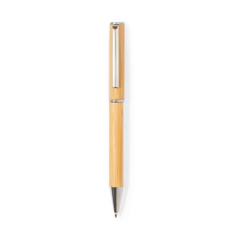 Bamboo Barrel Ballpoint Pen with Clip - Wooden pen at wholesale prices